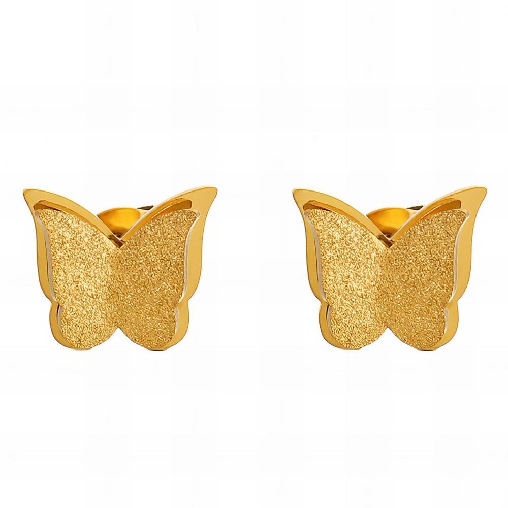 18K GOLD PLATED STAINLESS STEEL BUTTERFLIES EARRINGS